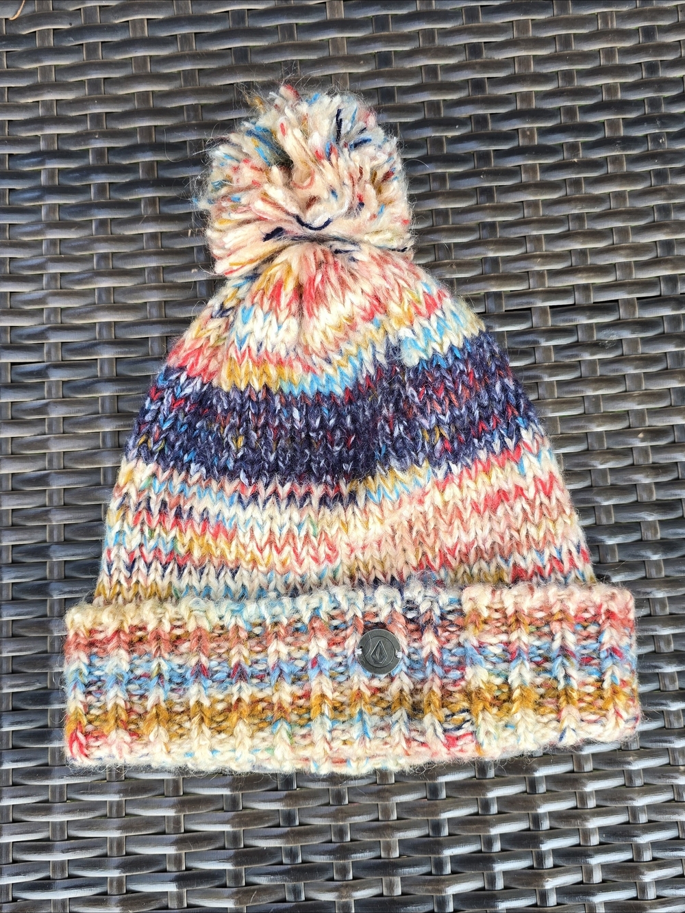 VOLCOM Multicolor Knit Pom Beanie - Cozy Winter Hat